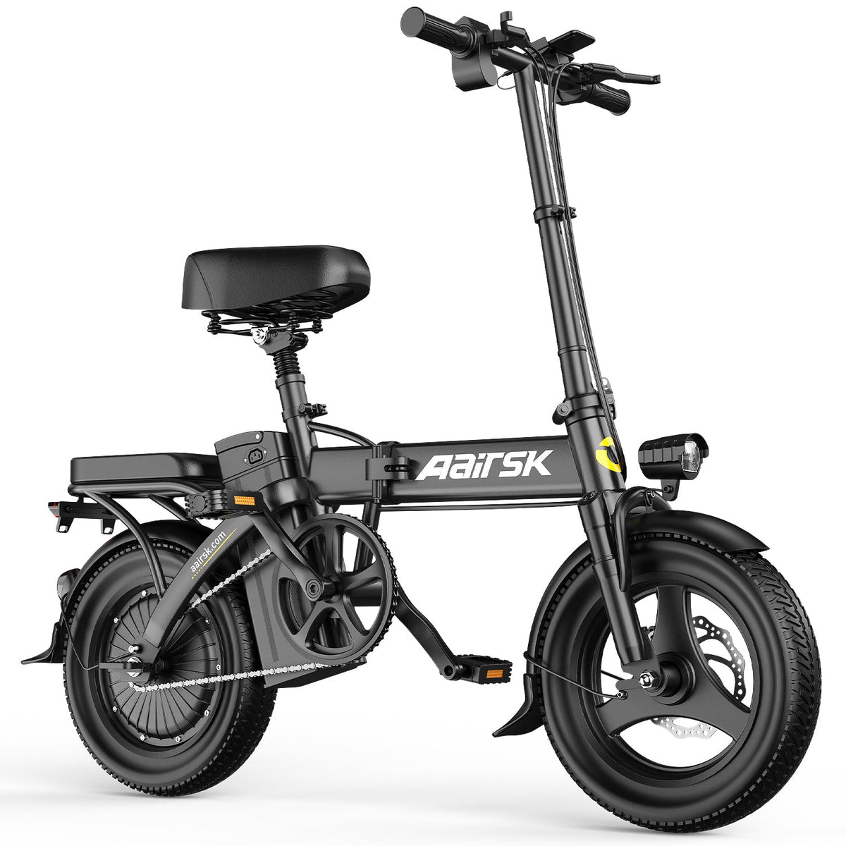 Aairsk F6 PRO 14-inch folding electric bike in riding position